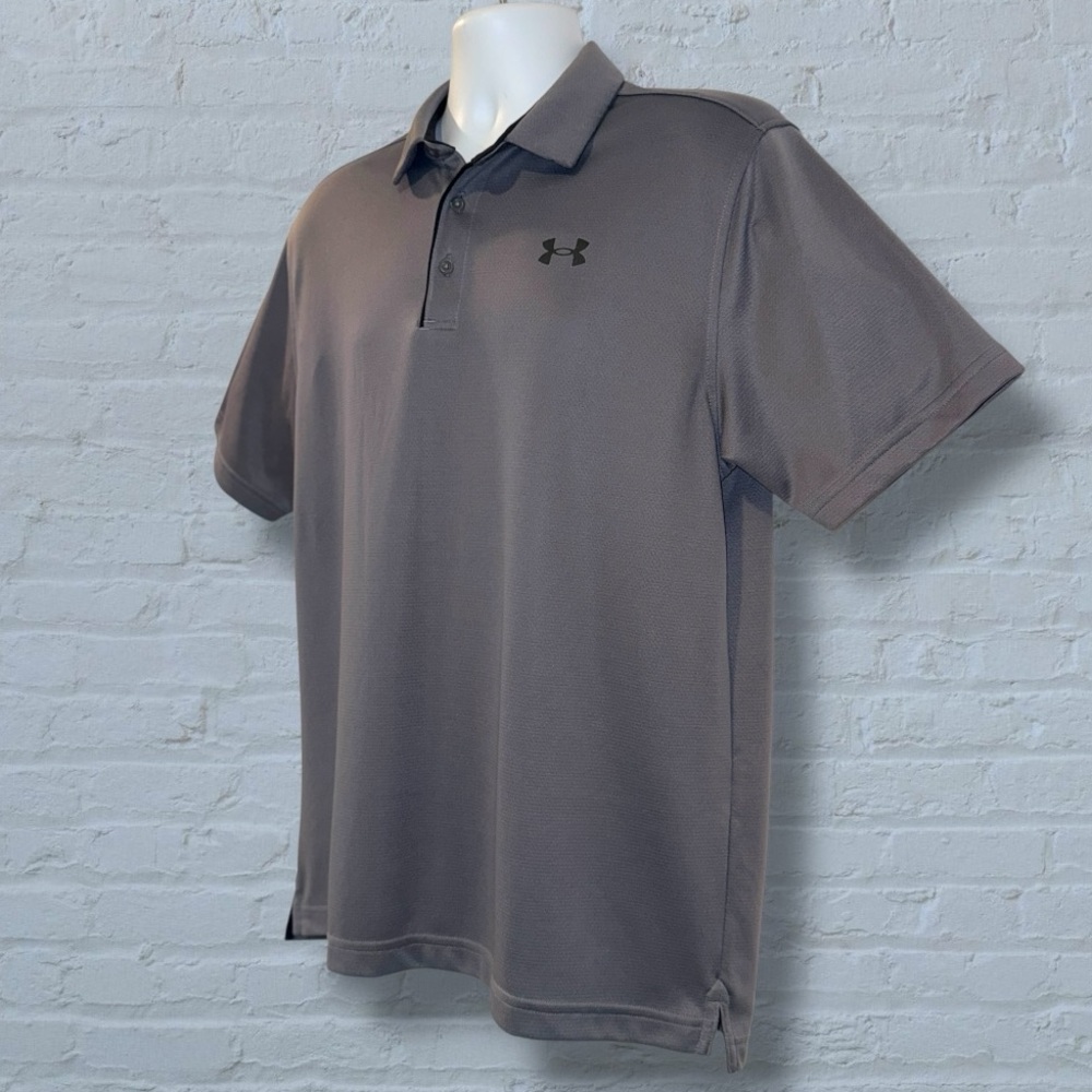Under Armour Men’s Polo Shirt Gray Short Sleeve HeatGear Loose Fit L